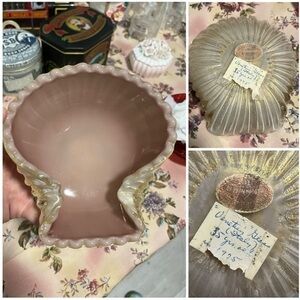 SUPER RARE VINTAGE! 1940s Murano Venetian Glass Clam Shell Bowl